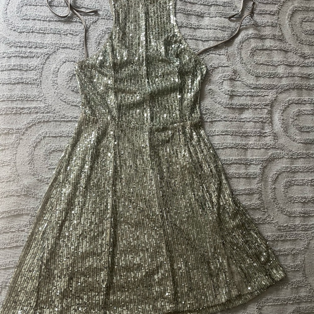 Free People Silver Sequin Mini Dress Size Small